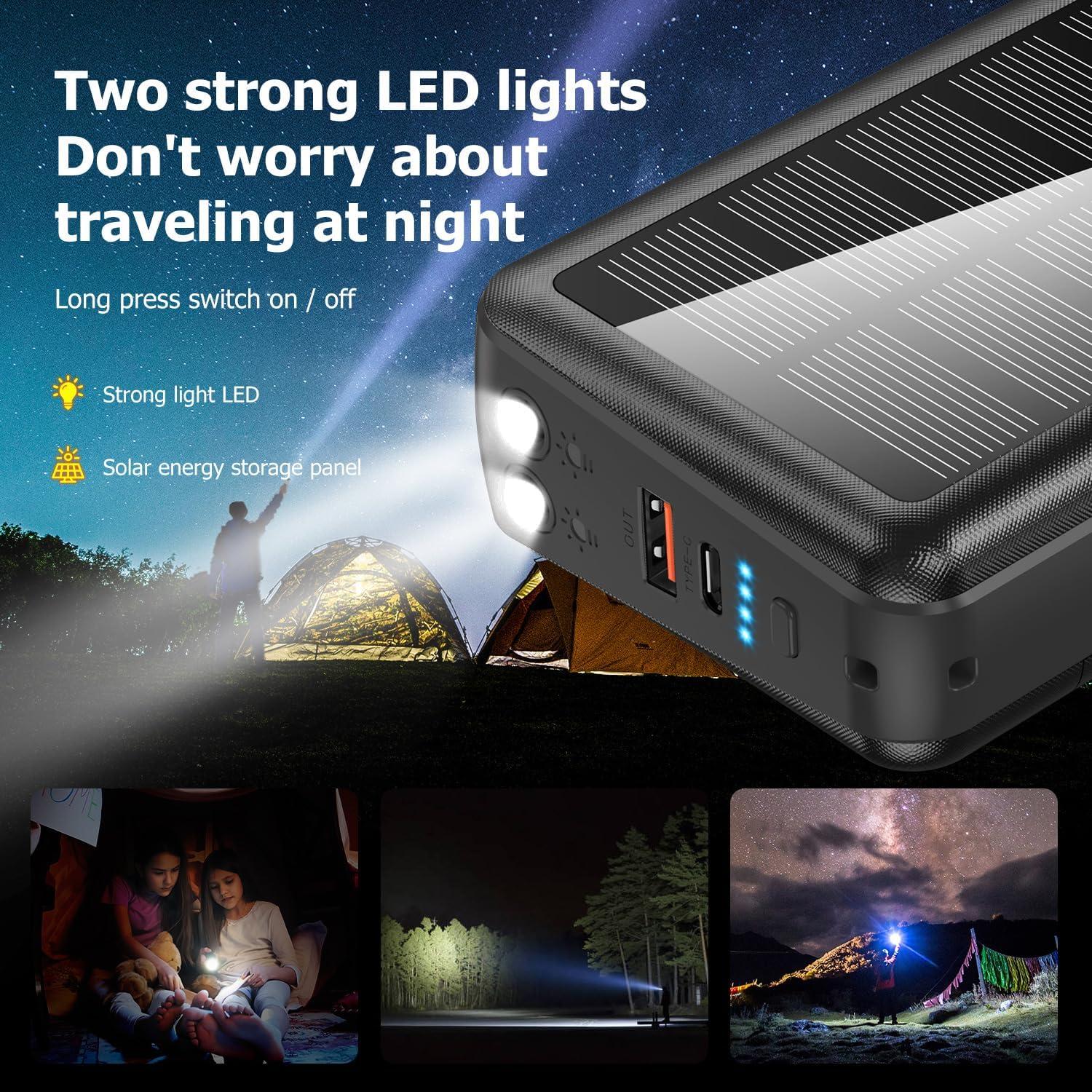 Cargador Portátil Solar 50000mAh PD 30W con 5 Salidas y 4 Entradas