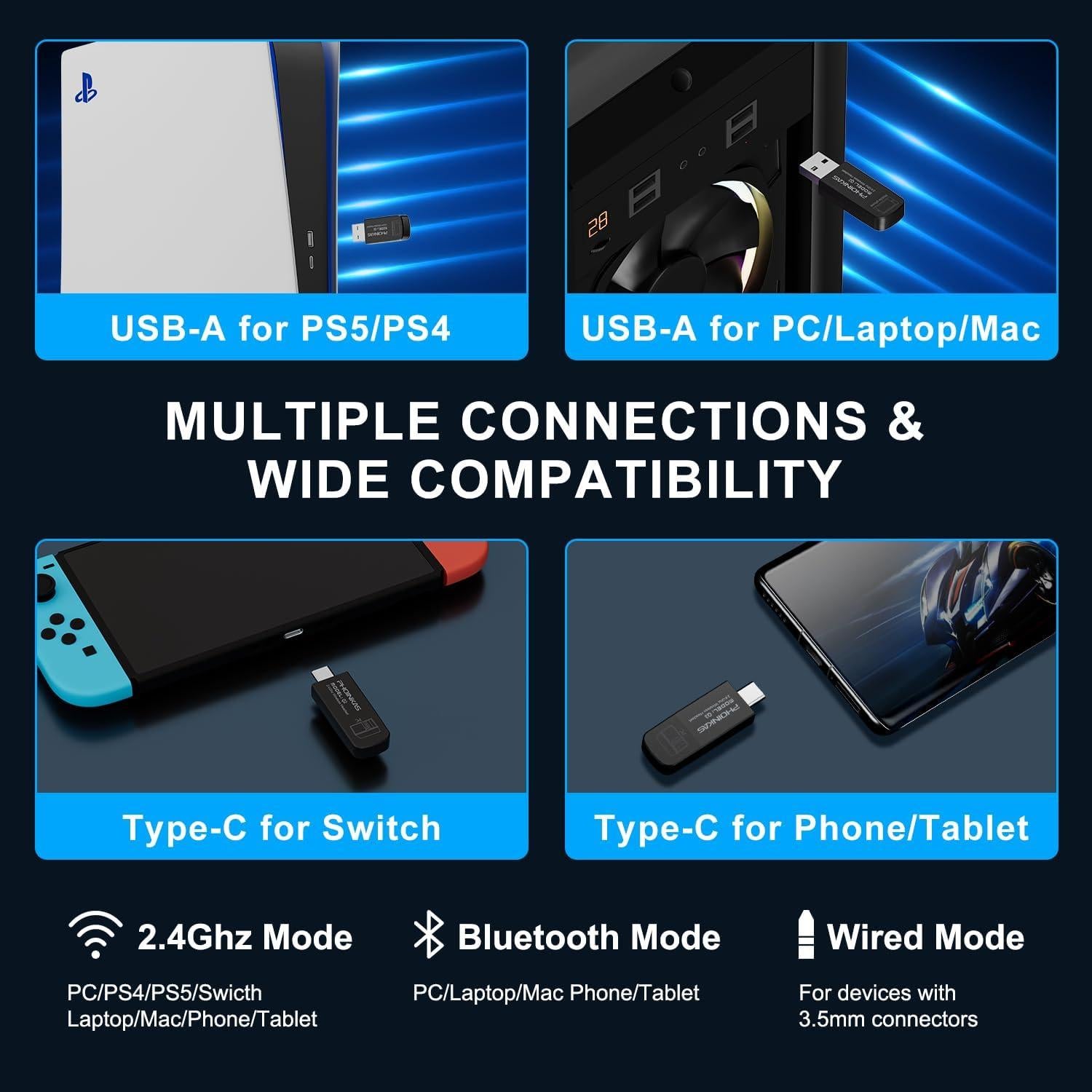 Auriculares Gaming Inalámbricos PHOINIKAS 7.1 con Micrófono