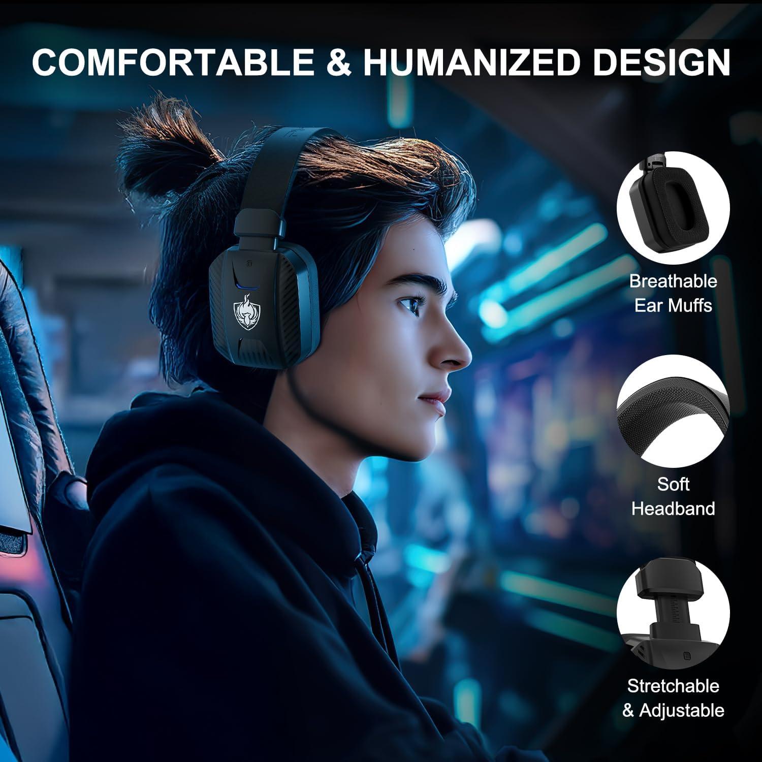Auriculares Gaming Inalámbricos PHOINIKAS 7.1 con Micrófono