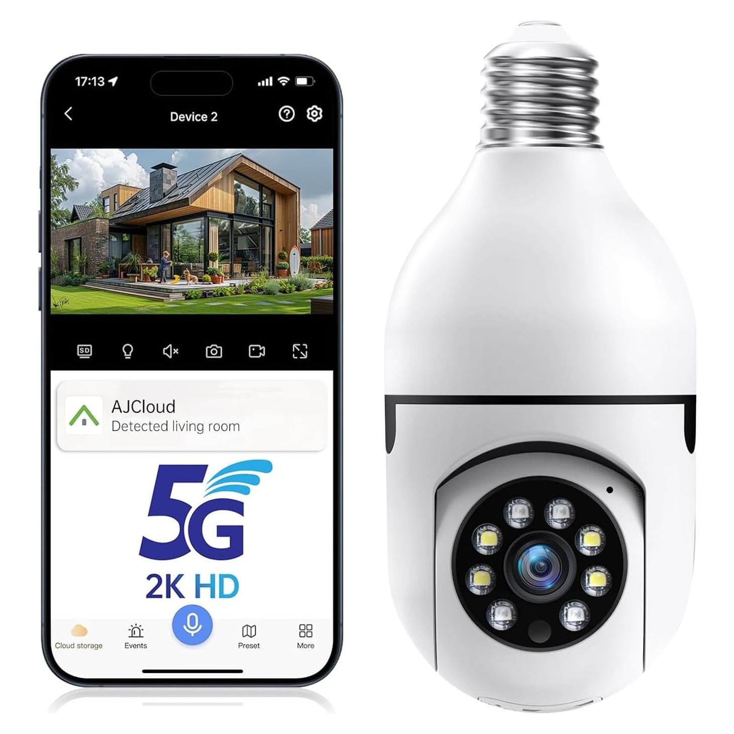 Cámara de Bombilla WiFi STLINKIO 2K HD con Visión Nocturna