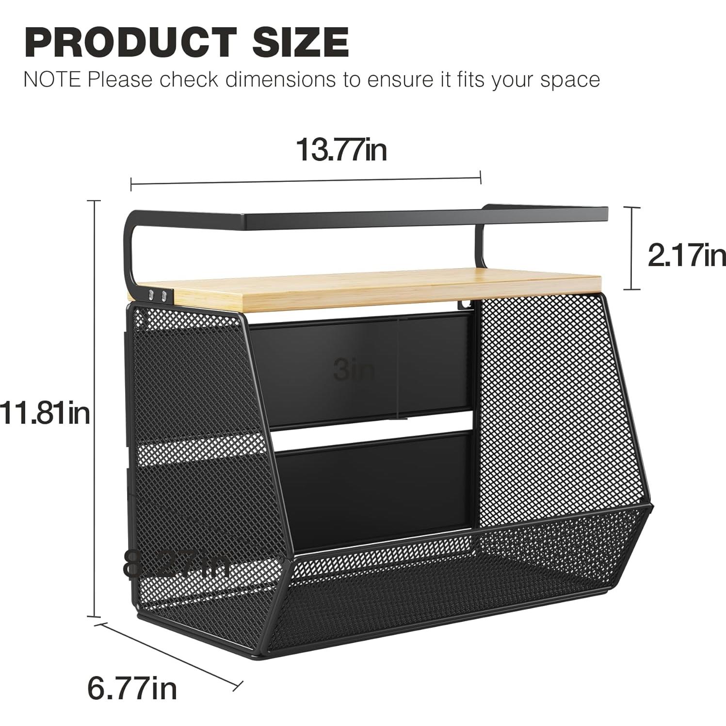 Estante Magnético Litwaro para Nevera con Malla y Bambú 35.1x17.3cm