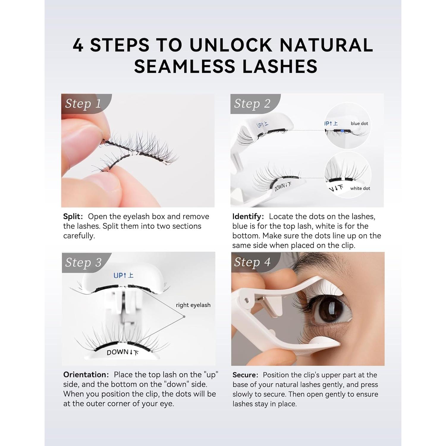 Magnetic Eyelashes with Applicator Kit, No.9 Plume Black, Reusable Magnetic Lashes without Eyeliner, Glue-free False Lashes, Waterproof, Lightweight, Suit for Natural Makeup