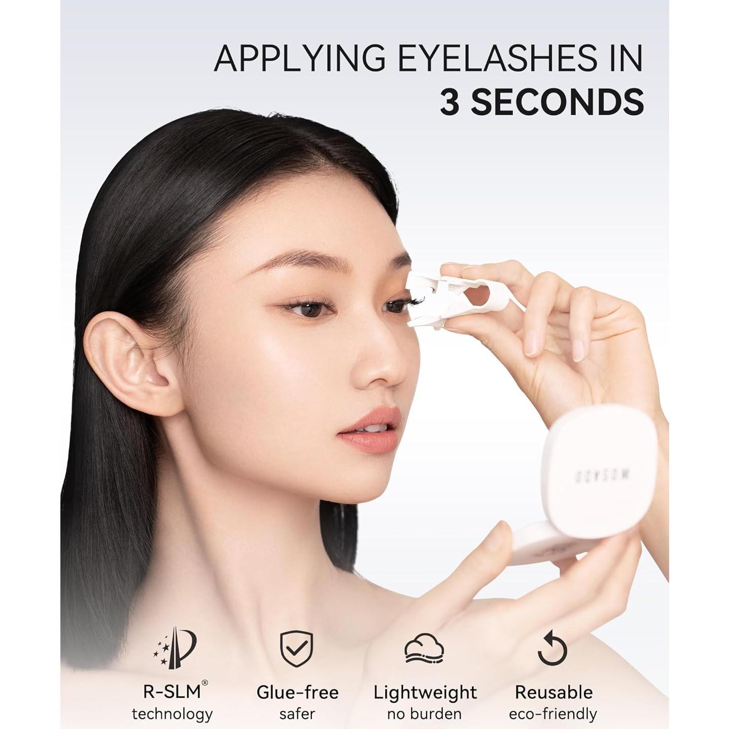 Magnetic Eyelashes with Applicator Kit, No.9 Plume Black, Reusable Magnetic Lashes without Eyeliner, Glue-free False Lashes, Waterproof, Lightweight, Suit for Natural Makeup