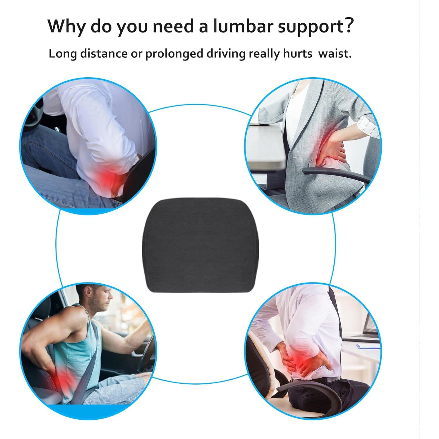 Almohada Lumbar Ergonómica TOPABYTE - Espuma Viscoelástica Negra