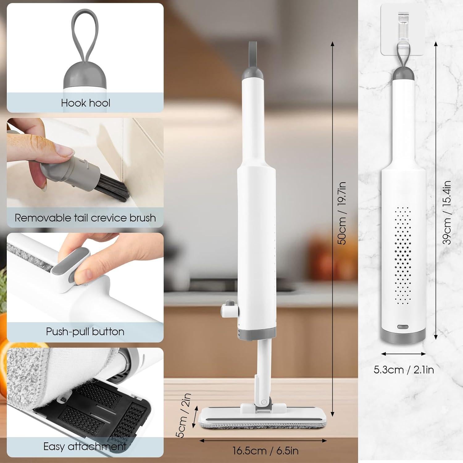 Mopa Mini Portátil GHKEJI con 4 Almohadillas de Microfibra