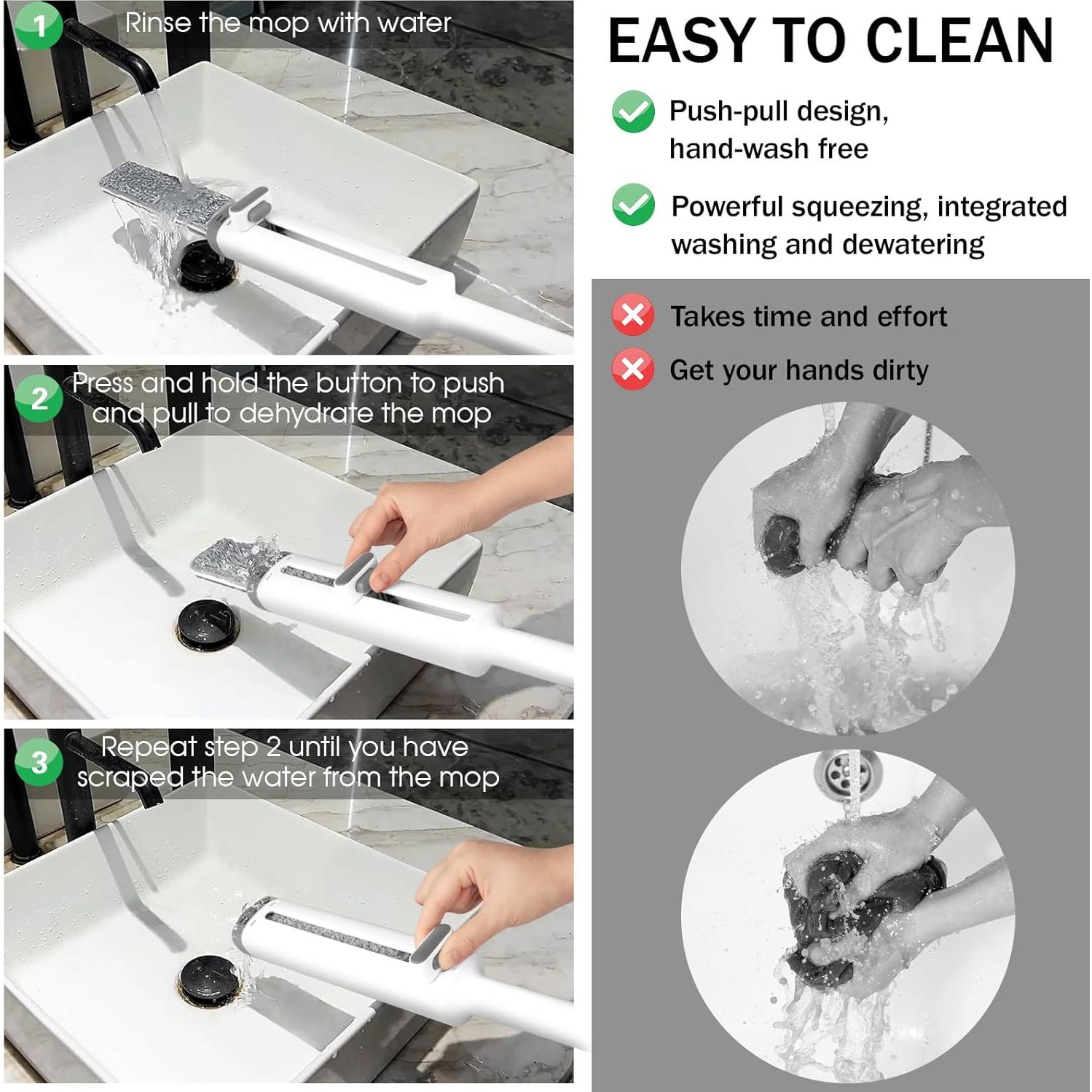 Mopa Mini Portátil GHKEJI con 4 Almohadillas de Microfibra