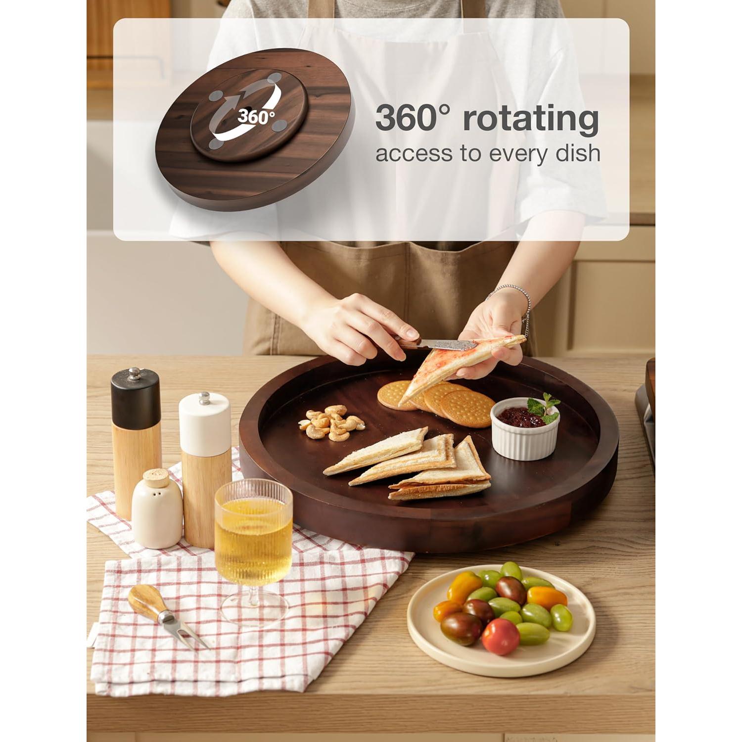 Mesa Giratoria de Acacia Tidita 40.6 cm Nogal - Lazy Susan