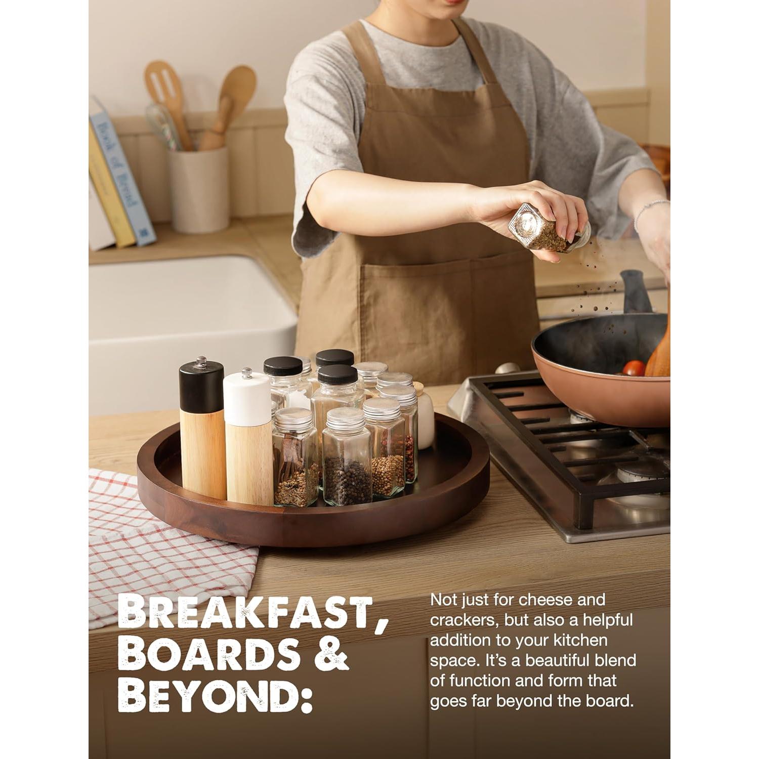 Mesa Giratoria de Acacia Tidita 40.6 cm Nogal - Lazy Susan