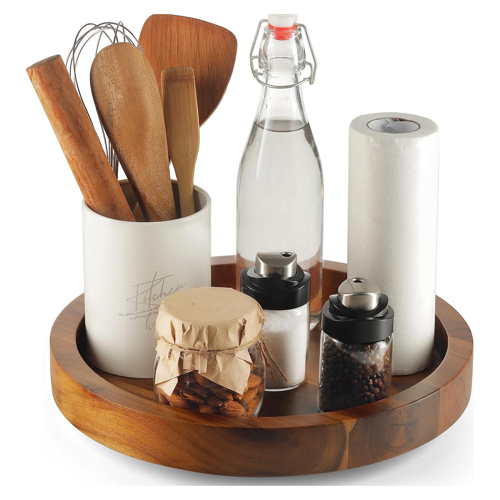 Organizador Lazy Susan 25.4 cm Tidita de Madera de Acacia