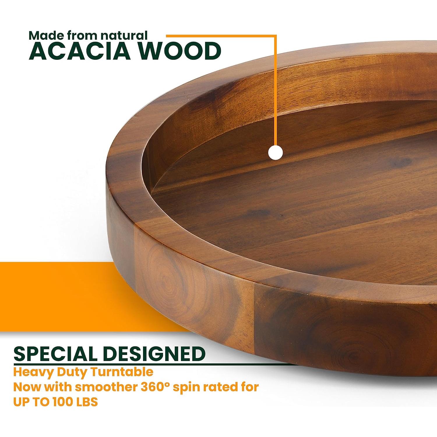 Organizador Lazy Susan 25.4 cm Tidita de Madera de Acacia