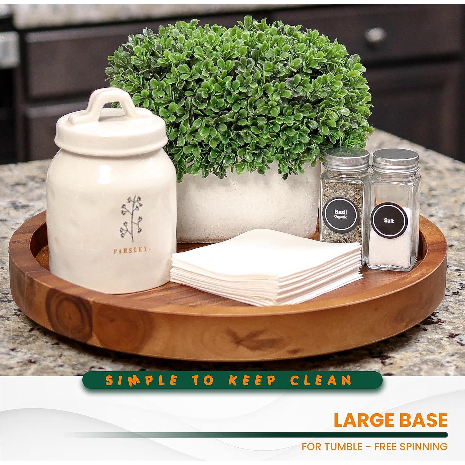 Organizador Lazy Susan 25.4 cm Tidita de Madera de Acacia