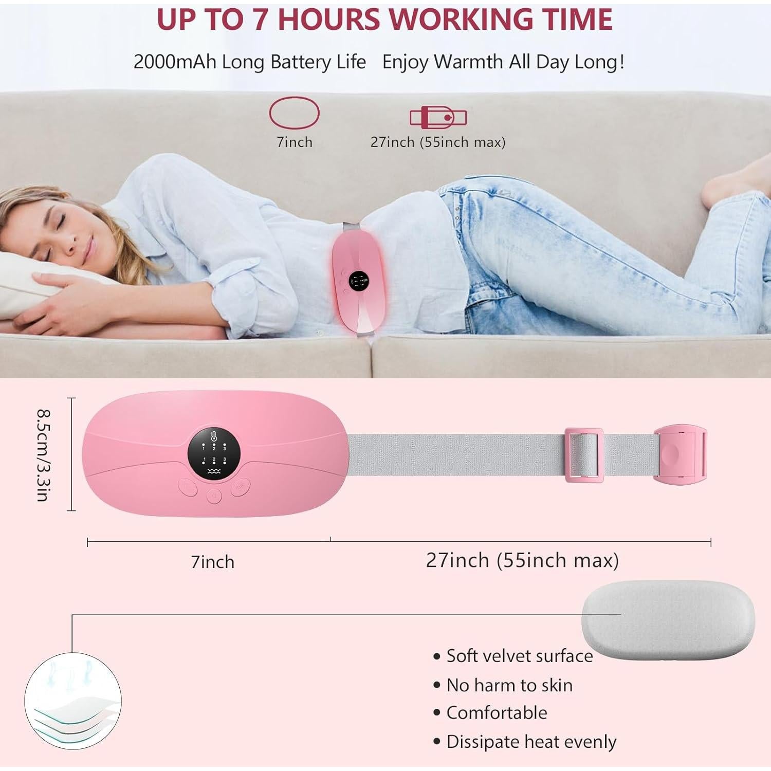 Almohadilla Térmica Inalámbrica HOTBAG Rosa para Calambres Menstruales