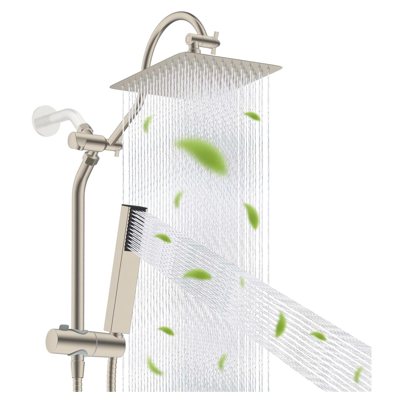 Cabezal de Ducha de Lluvia Hibbent 10'' con Ducha de Mano 4 Modos