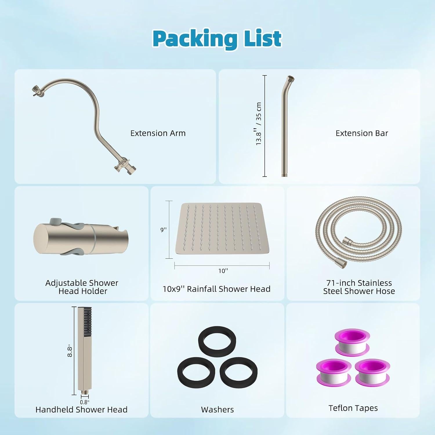 Cabezal de Ducha de Lluvia Hibbent 10'' con Ducha de Mano 4 Modos