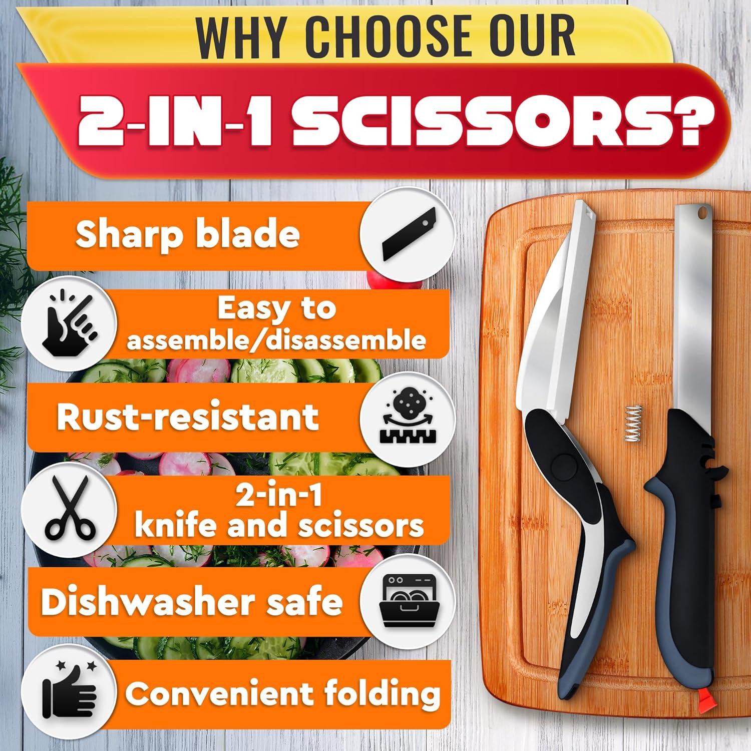 Tijeras de Cocina V TOWER 2 en 1 con Tabla de Cortar