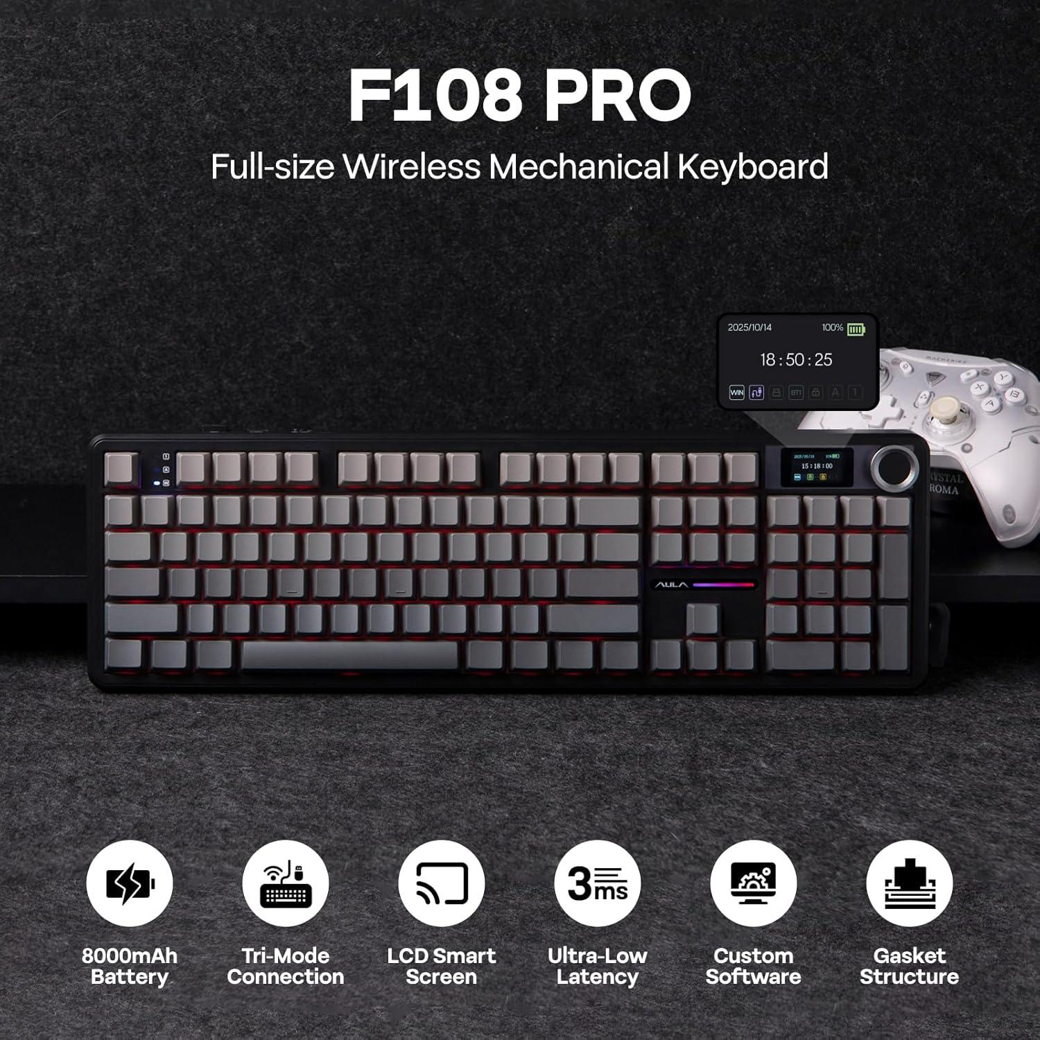 Teclado Gaming Inalámbrico EPOMAKER F108 PRO RGB 104 Teclas