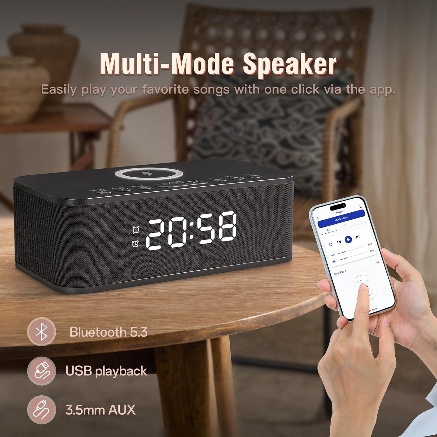 Reloj Despertador Digital Fansbe A6 con Bluetooth y Ruido Blanco