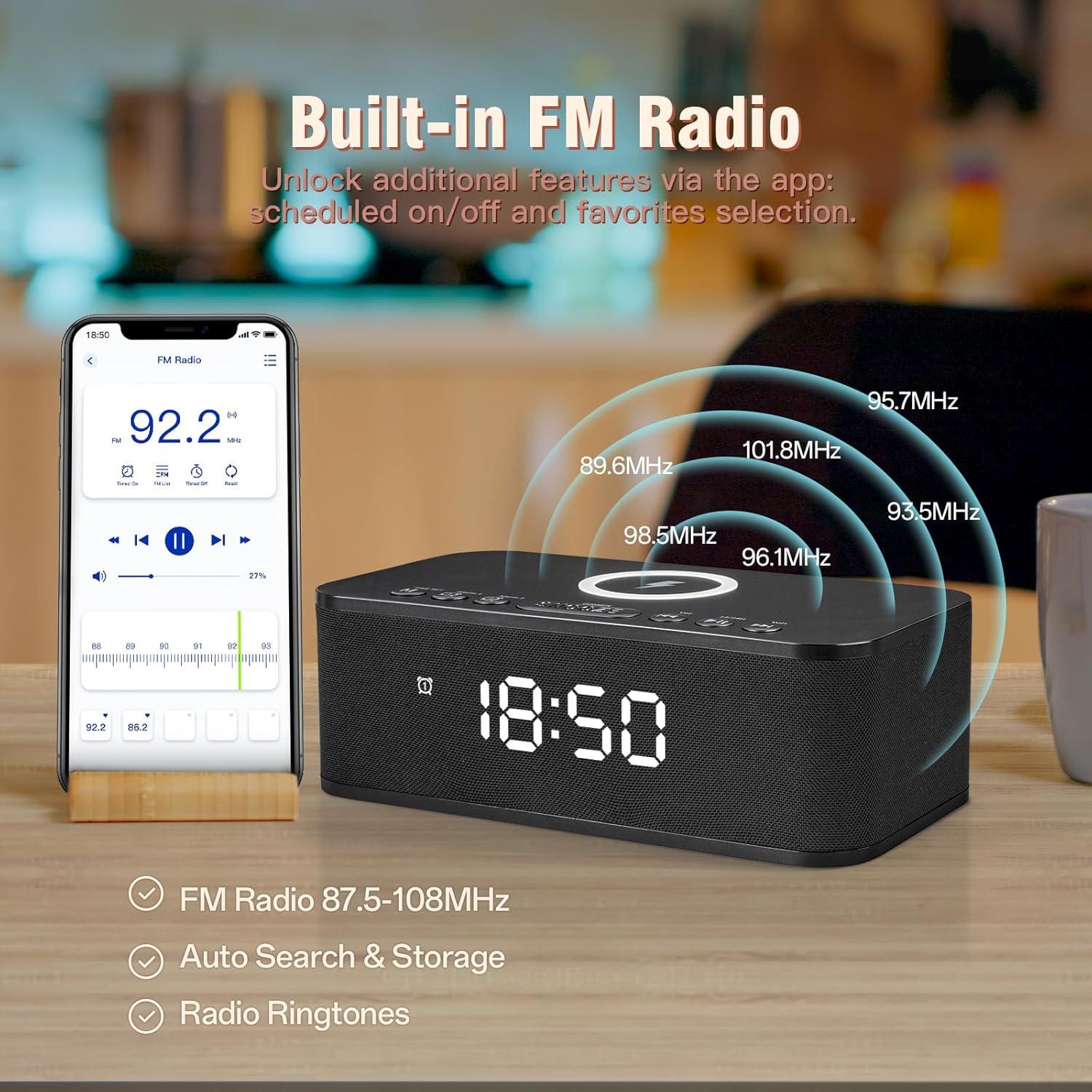 Reloj Despertador Digital Fansbe A6 con Bluetooth y Ruido Blanco