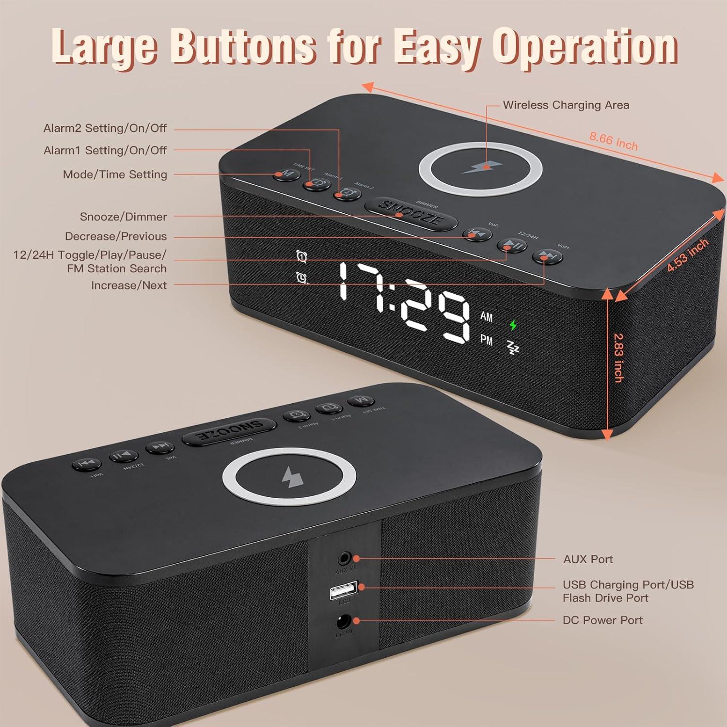 Reloj Despertador Digital Fansbe A6 con Bluetooth y Ruido Blanco