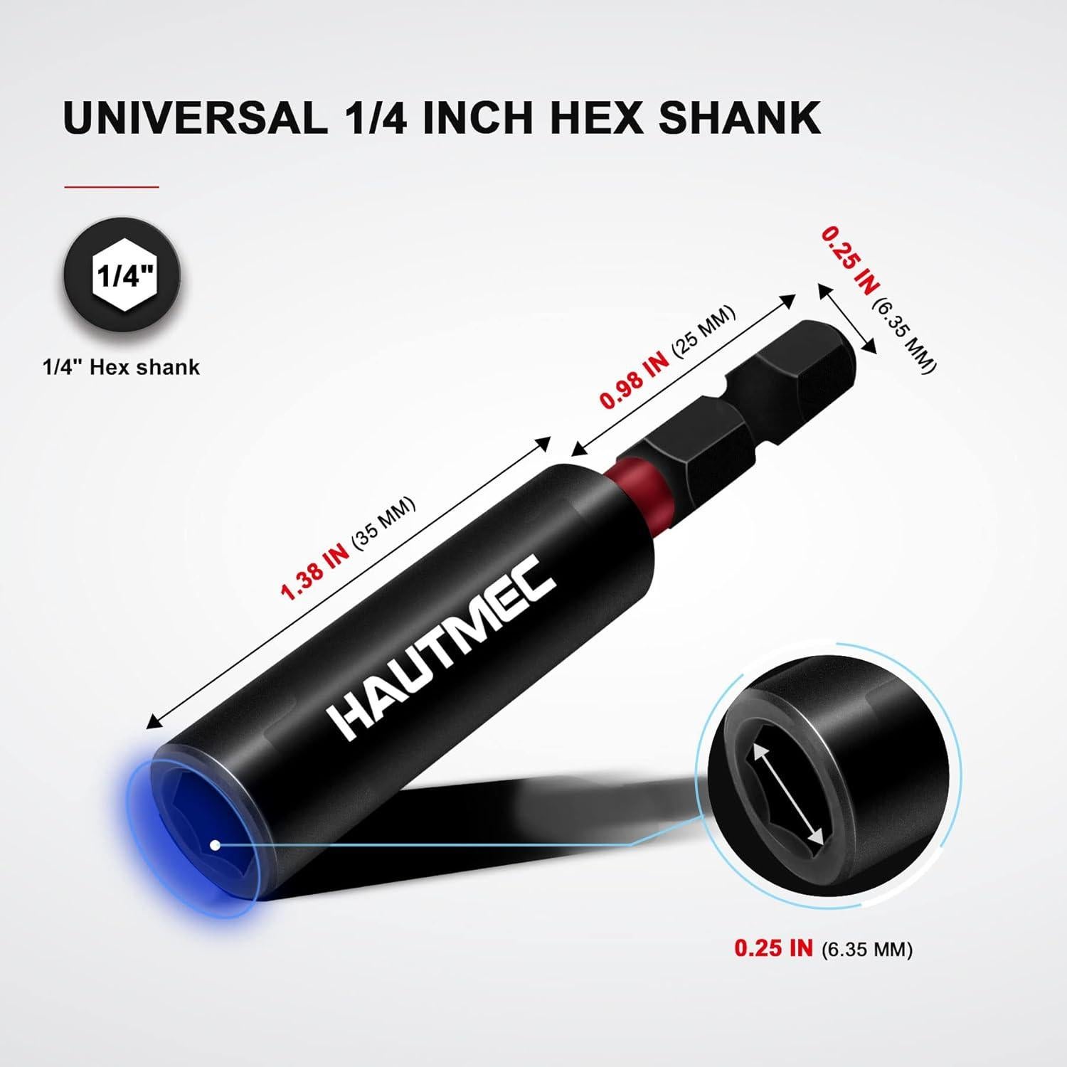 Soporte Magnético de Punta de Impacto HAUTMEC 1/4" - 2 Pcs