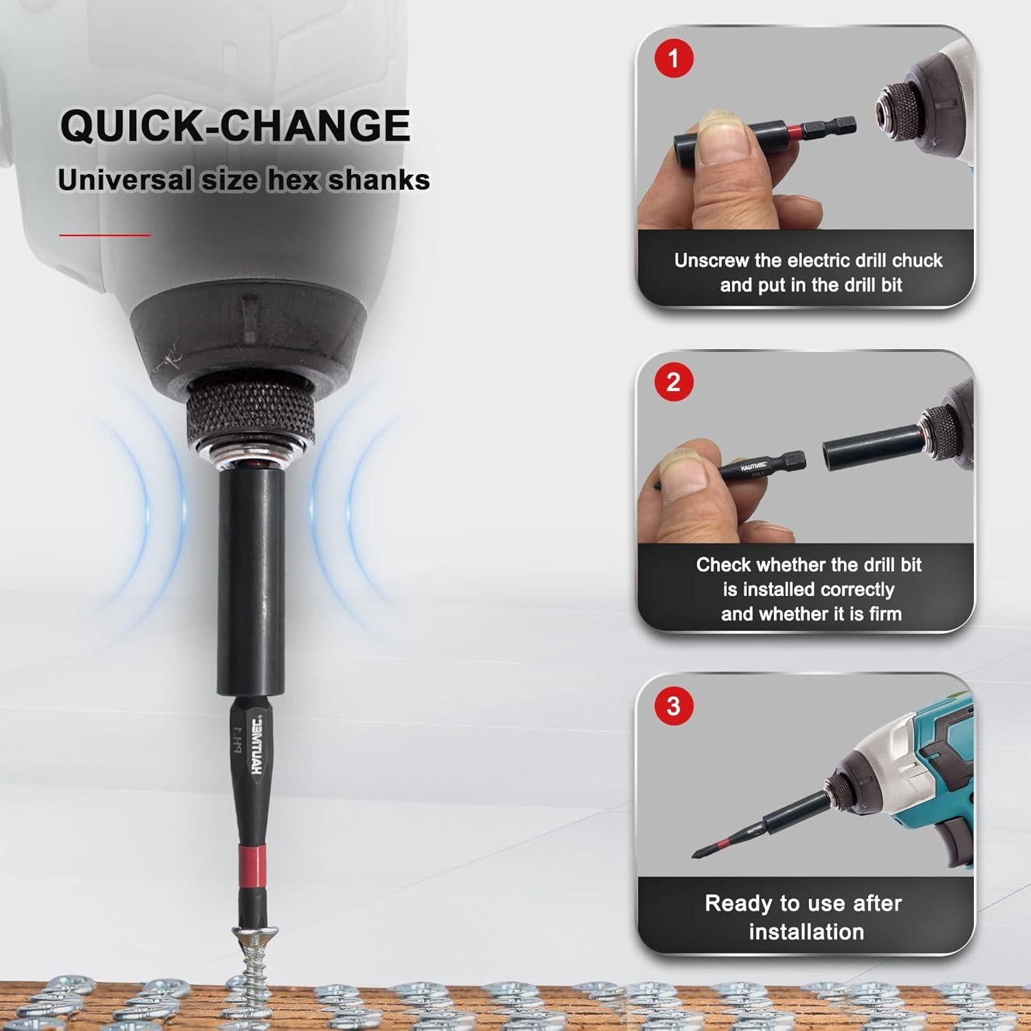 Soporte Magnético de Punta de Impacto HAUTMEC 1/4" - 2 Pcs