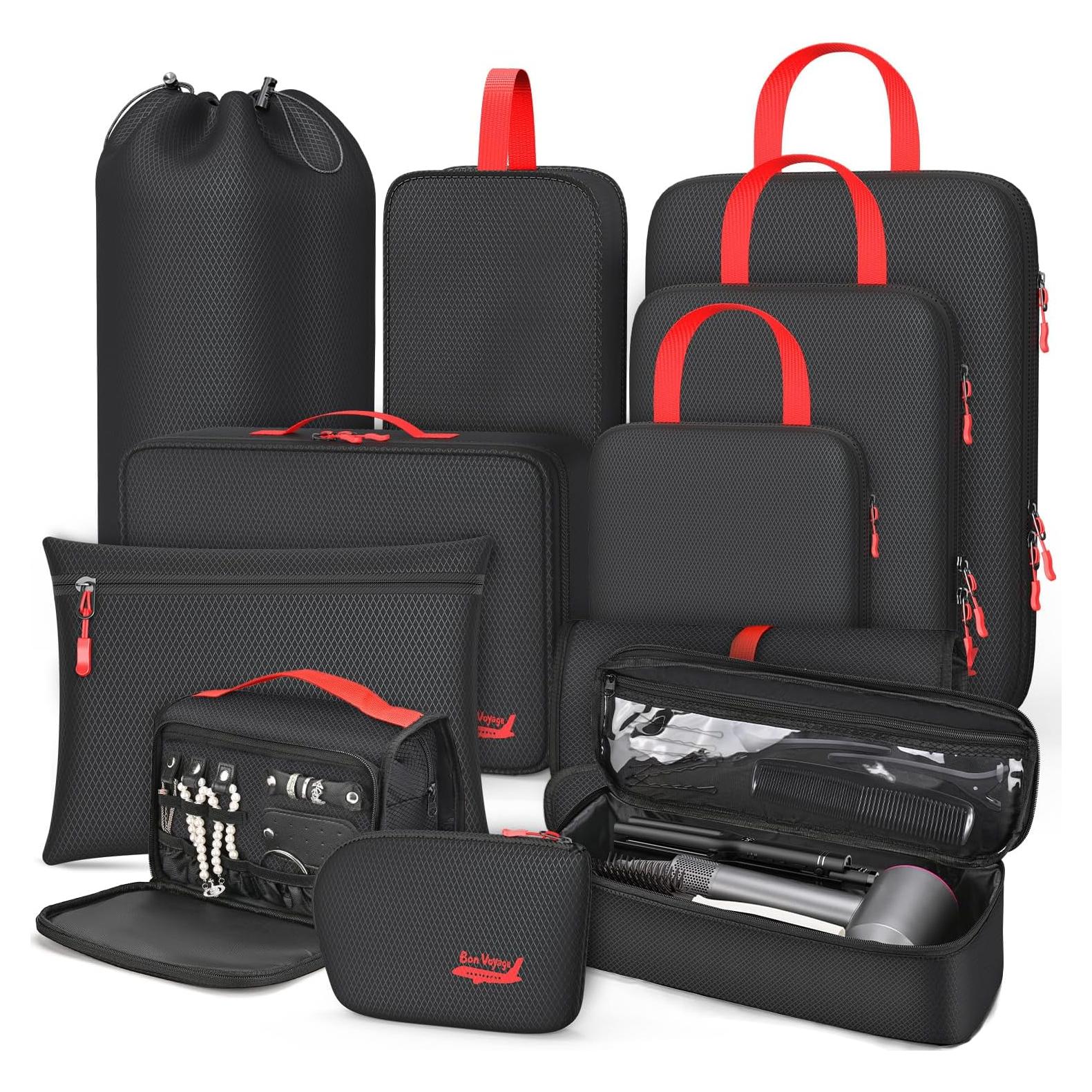 Conjunto de 11 Cubos de Compresión Percover Negro para Viaje