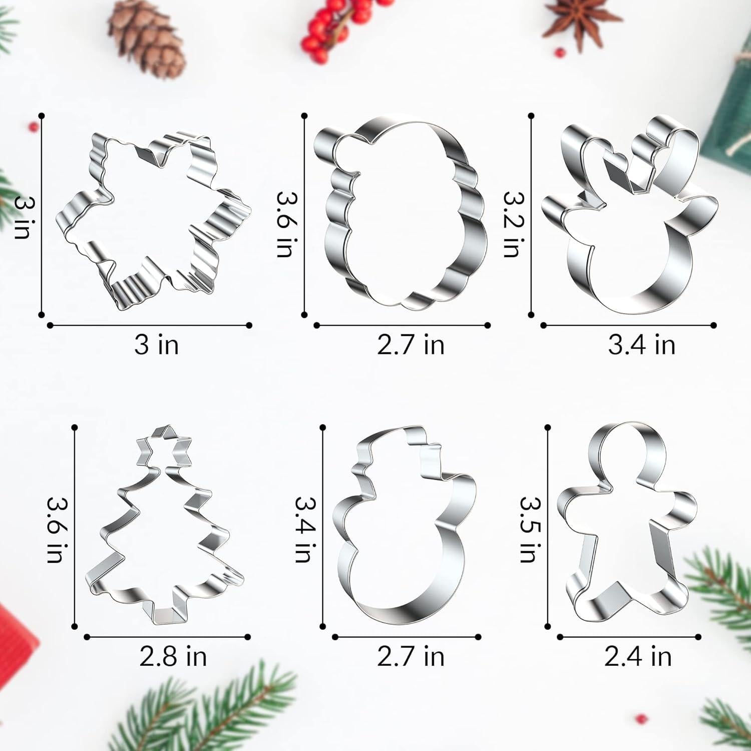 Juego de Cortadores de Galletas de Navidad FUSOTO 6 Piezas 7.62 cm