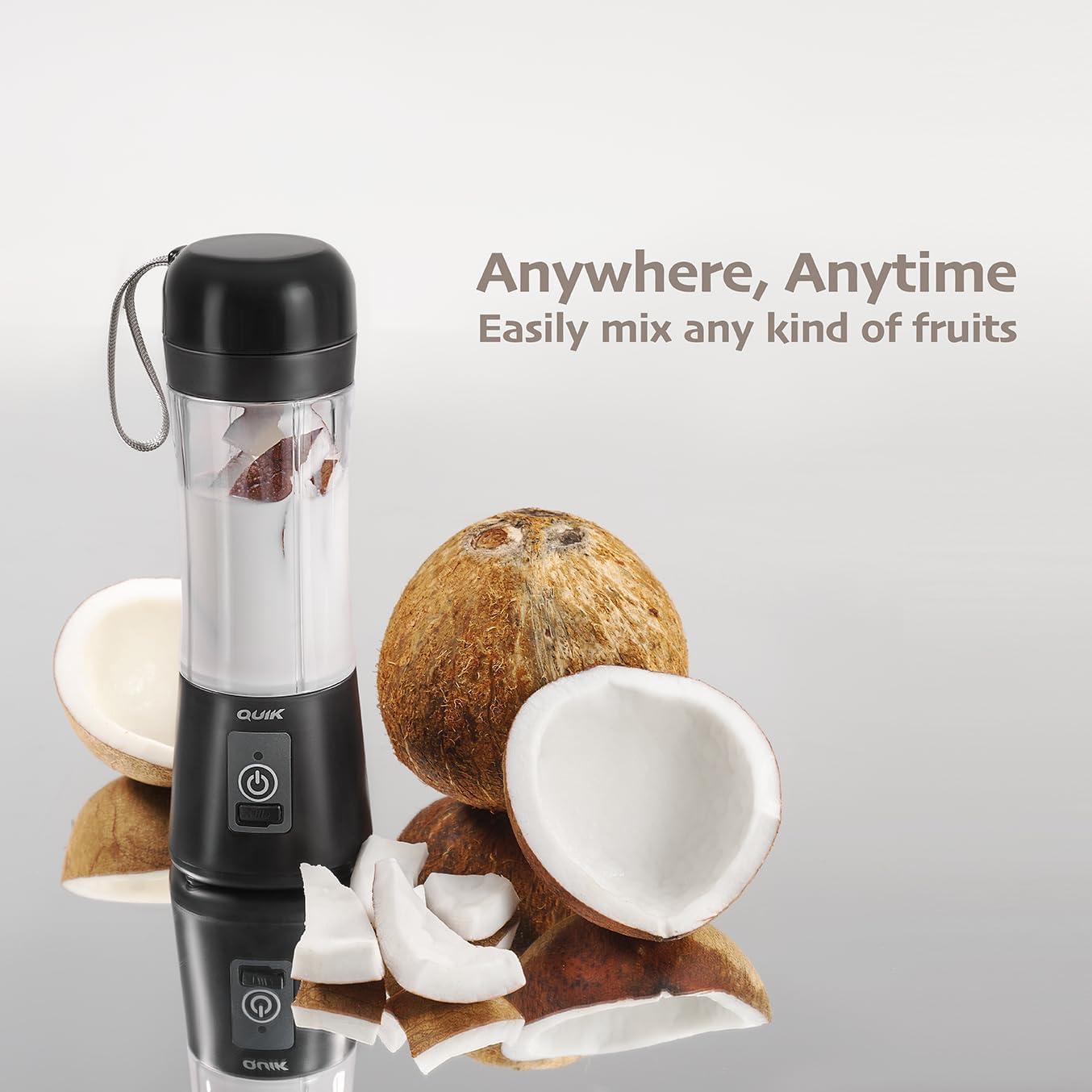 Licuadora Portátil Quik Q3 0.38L Recargable USB-C Negra