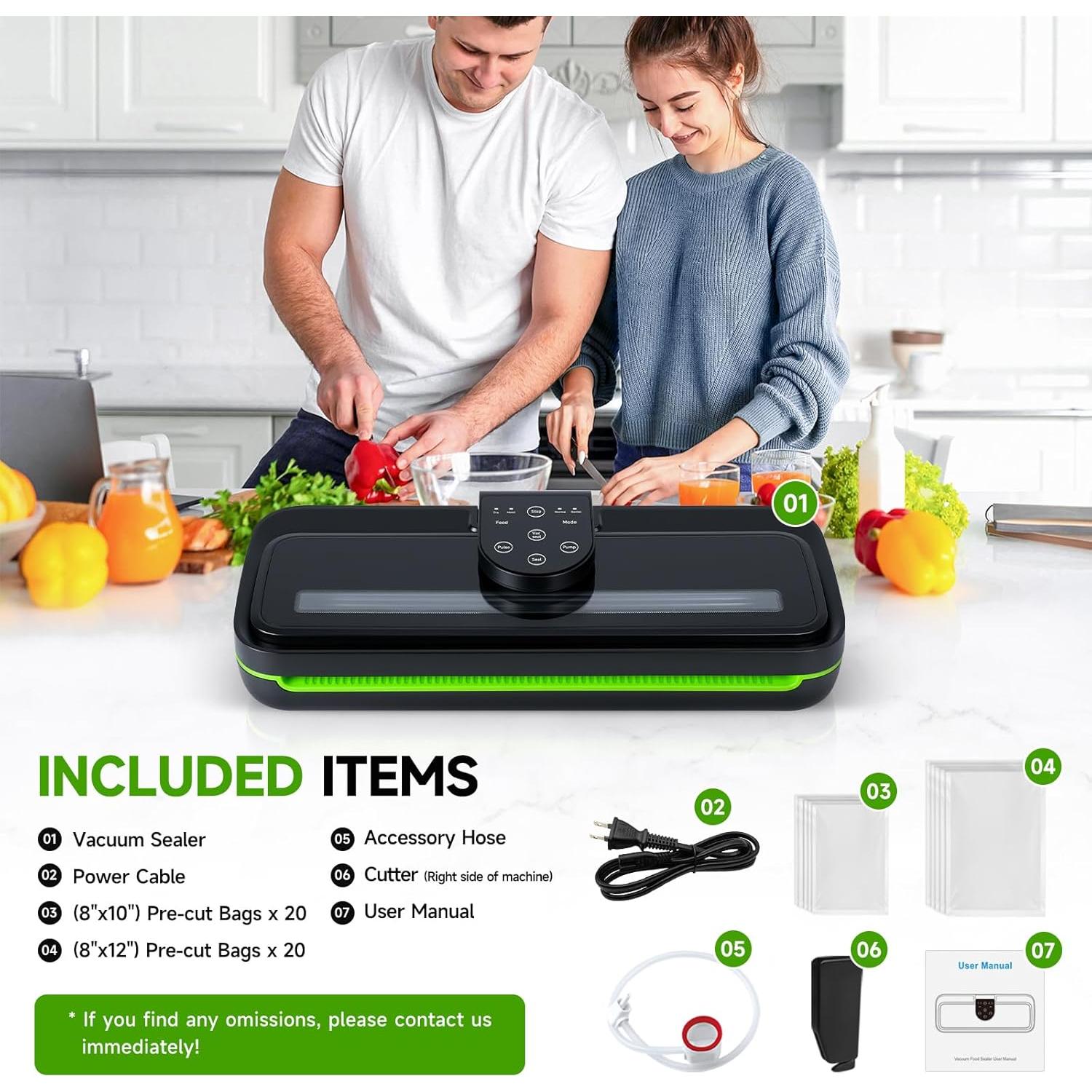 Sellador al Vacío Vixino TS con 40 Bolsas y Manguera 95Kpa