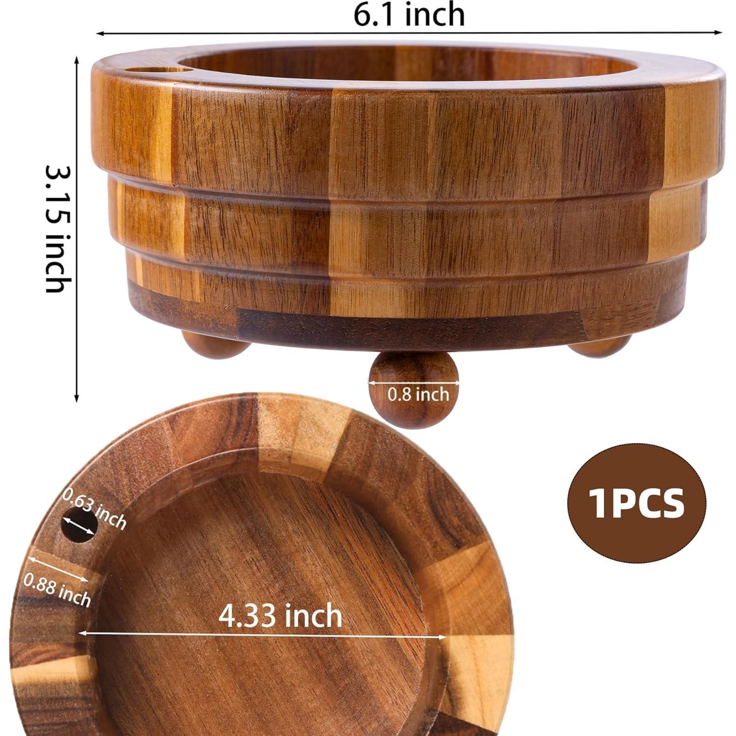 Soporte para Tazas de Madera de Acacia con Ranura 16x16x8.9 cm