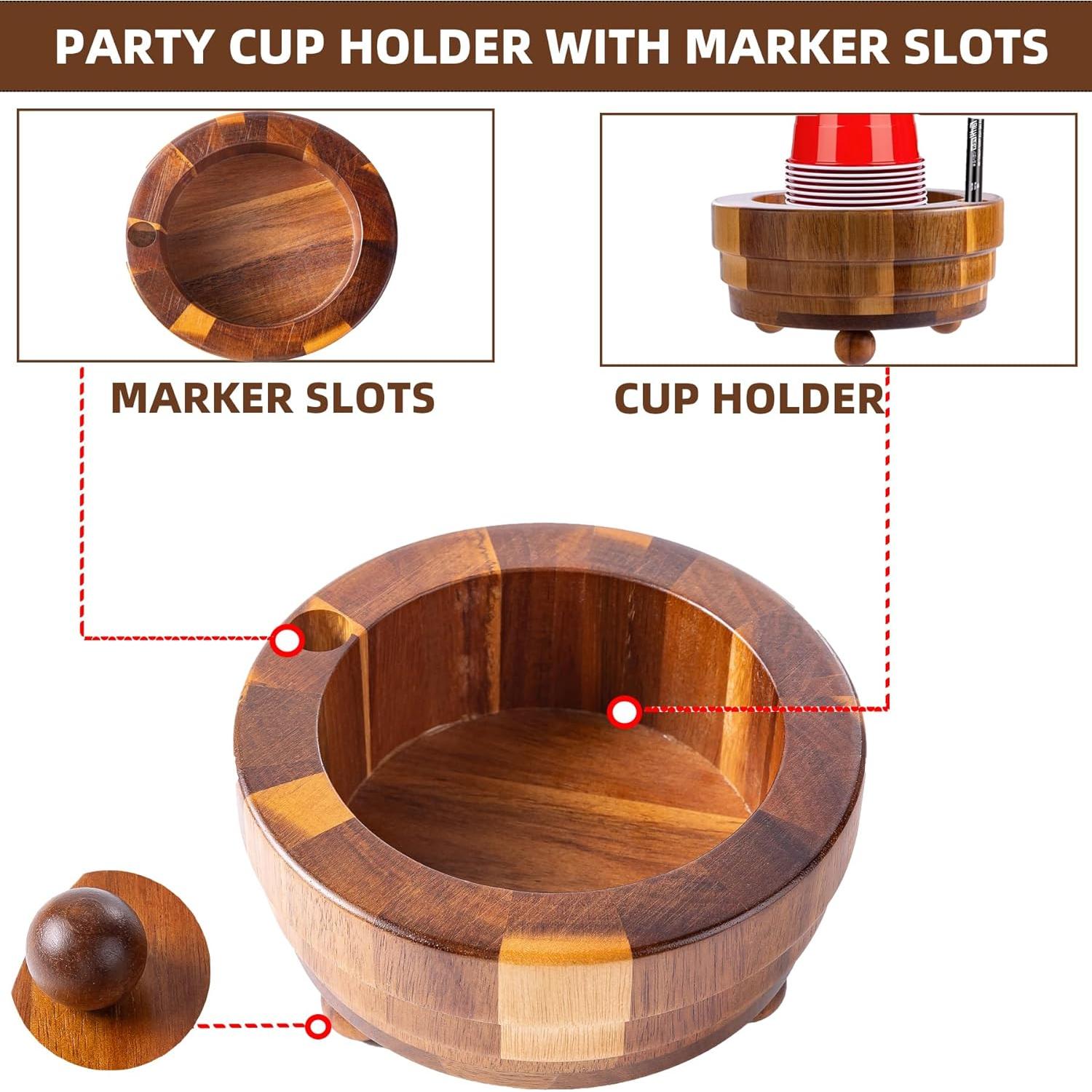 Soporte para Tazas de Madera de Acacia con Ranura 16x16x8.9 cm