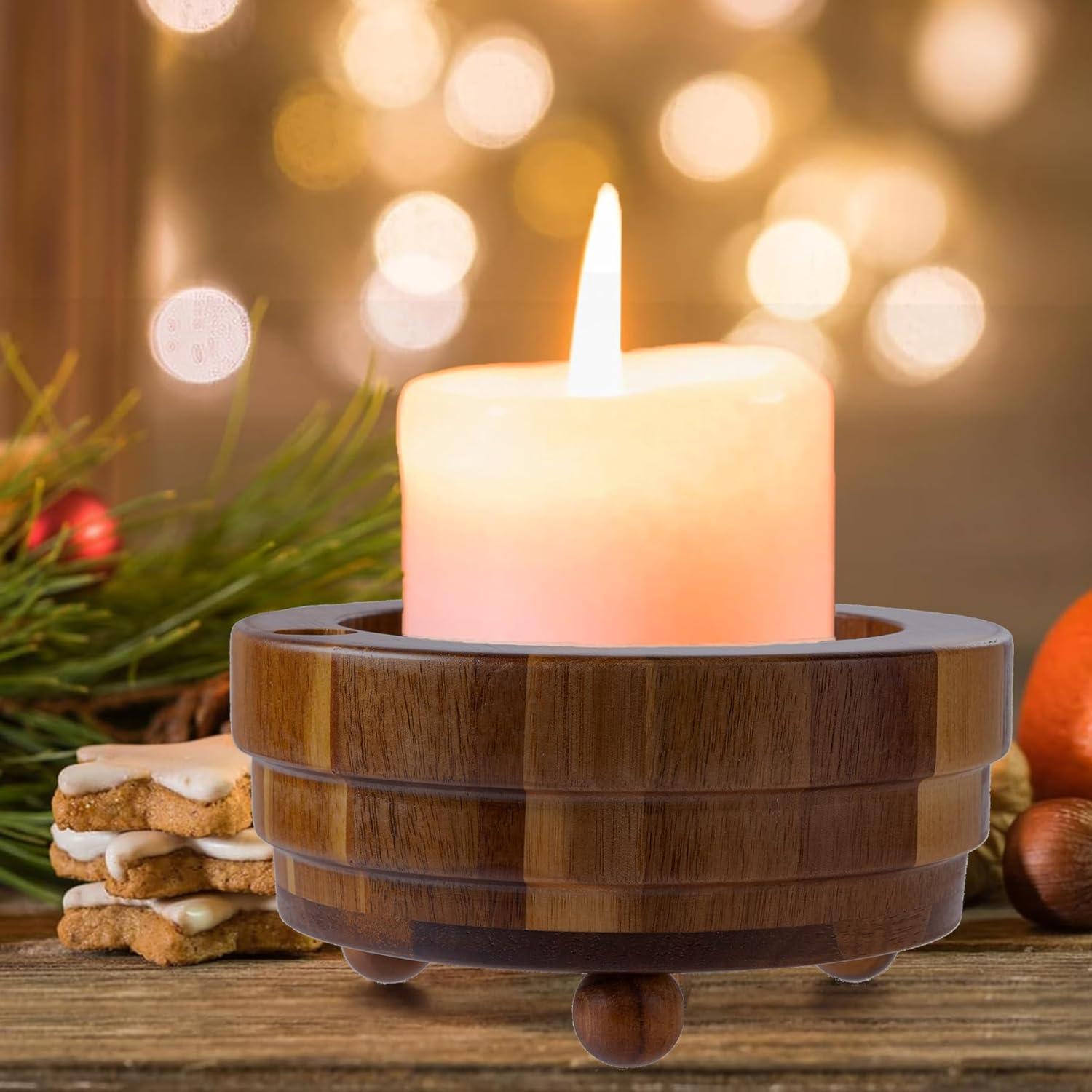 Soporte para Tazas de Madera de Acacia con Ranura 16x16x8.9 cm