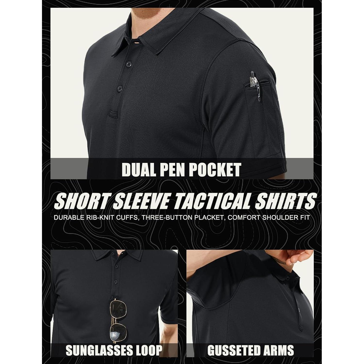 Men's Polo Shirt Quick Dry Performance Short Sleeve Tactical Shirts Pique Jersey Golf Shirt