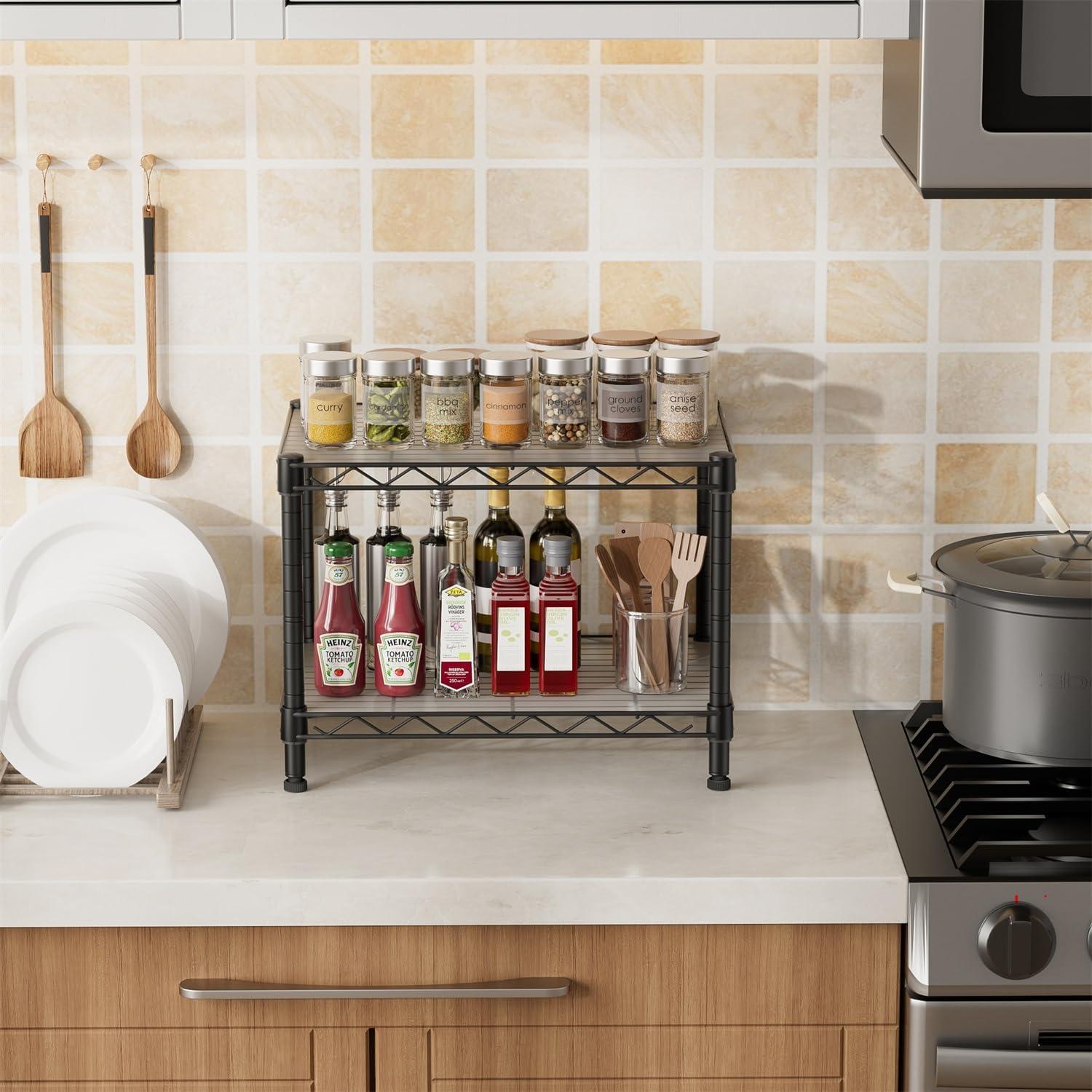 Estante de Almacenamiento Golpart 2 Niveles Ajustable Negro 30.5x45.7 cm