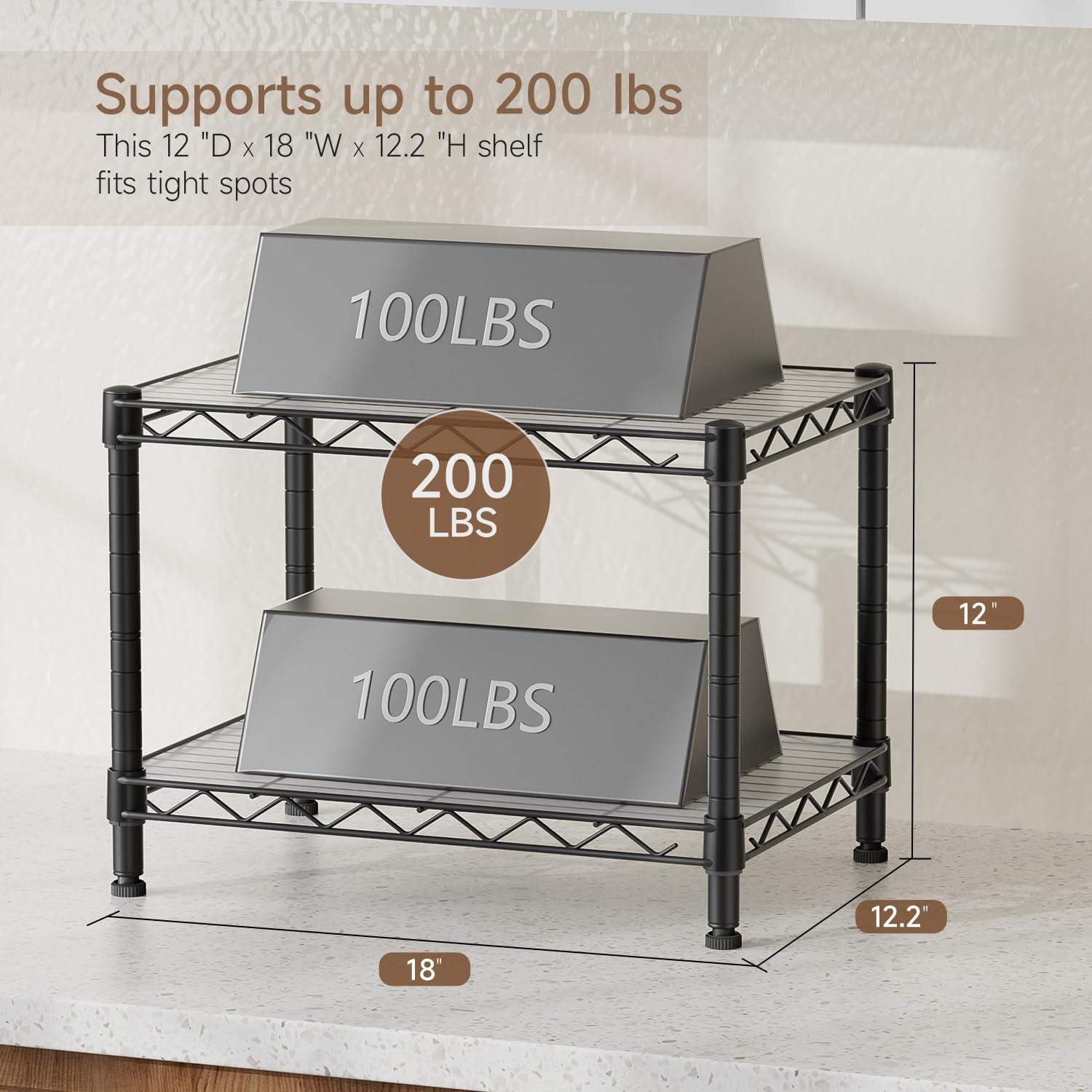 Estante de Almacenamiento Golpart 2 Niveles Ajustable Negro 30.5x45.7 cm