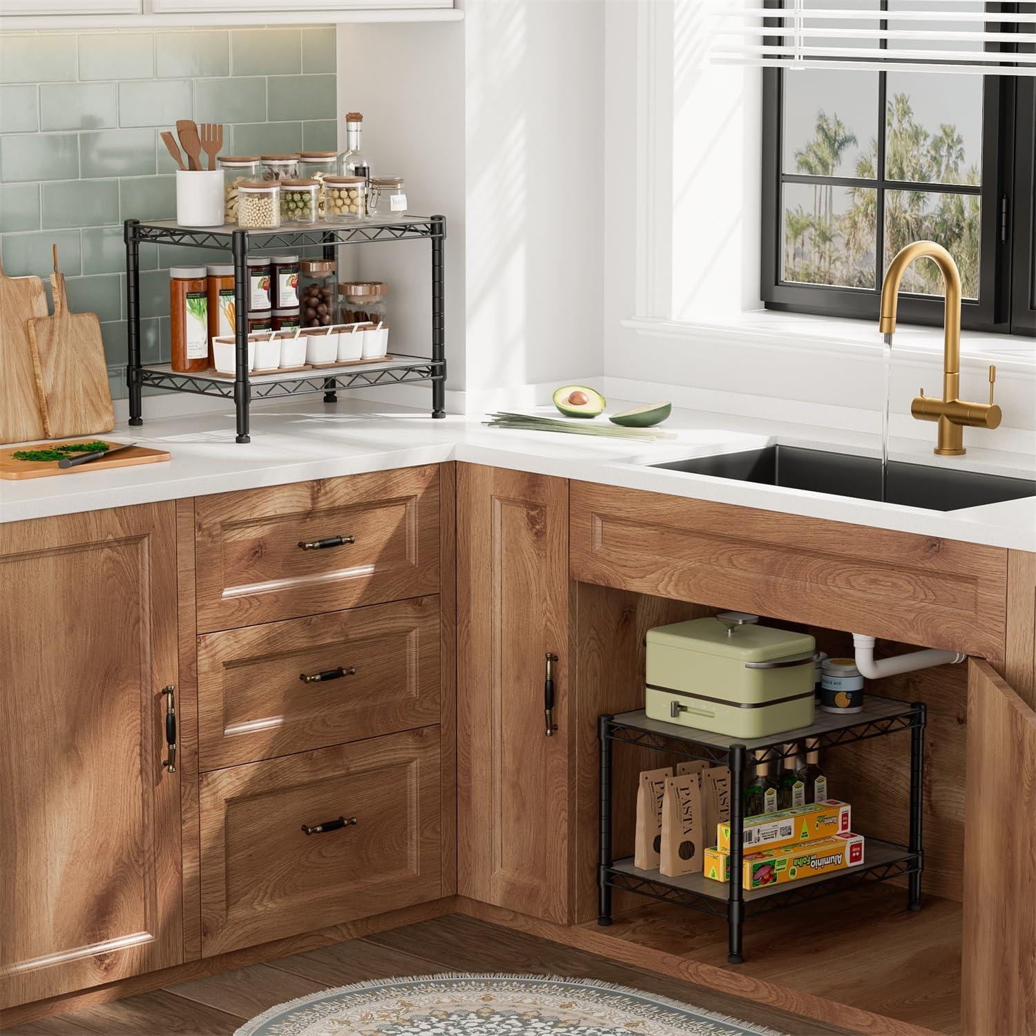 Estante de Almacenamiento Golpart 2 Niveles Ajustable Negro 30.5x45.7 cm