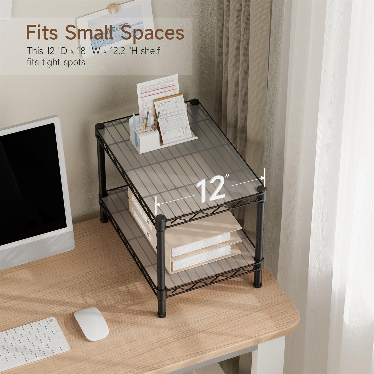 Estante de Almacenamiento Golpart 2 Niveles Ajustable Negro 30.5x45.7 cm