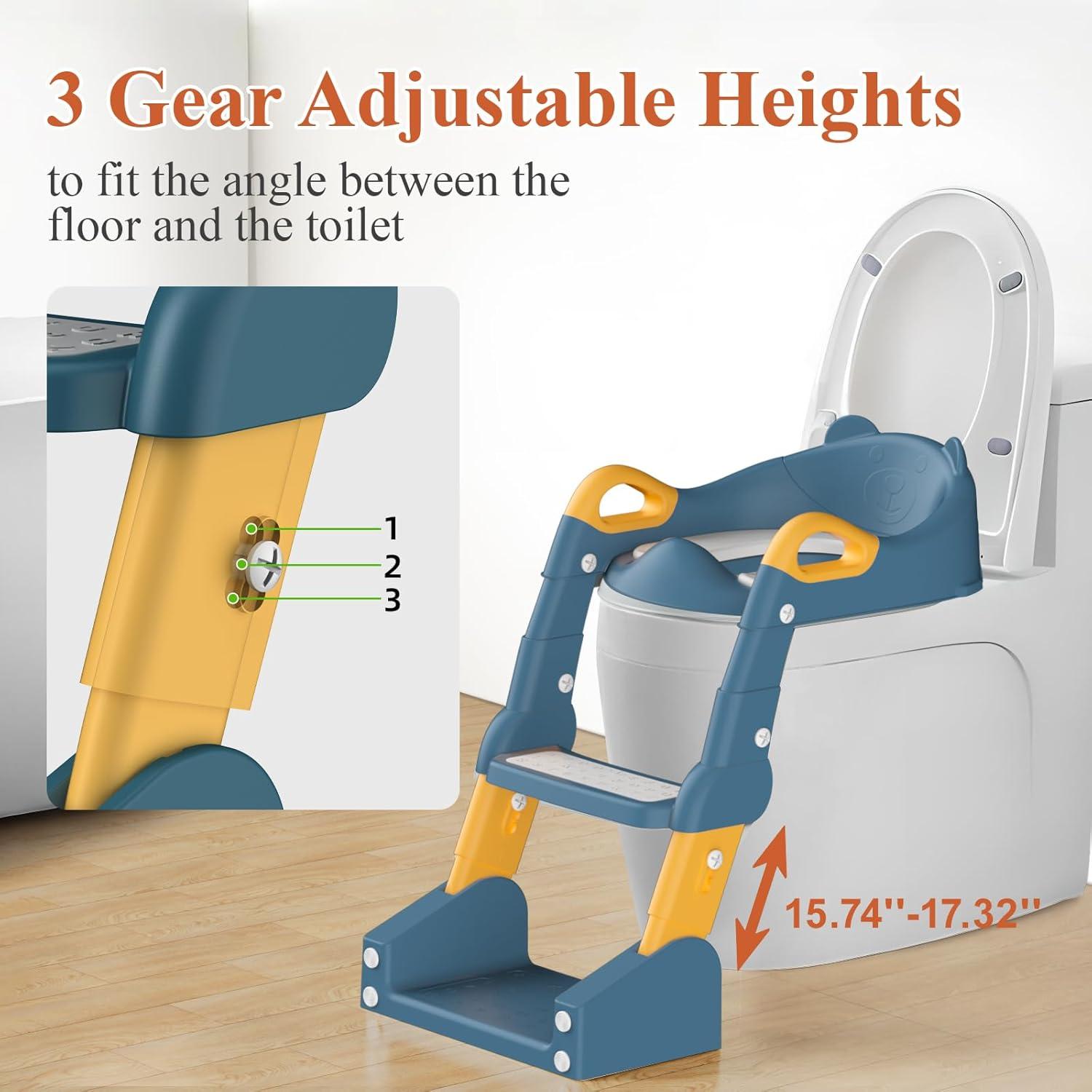 Asiento de Entrenamiento para Baño Niños 2-en-1 Azul Amarillo