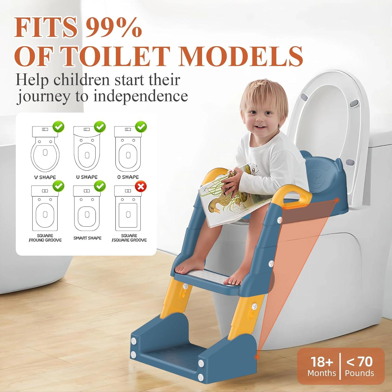 Asiento de Entrenamiento para Baño Niños 2-en-1 Azul Amarillo