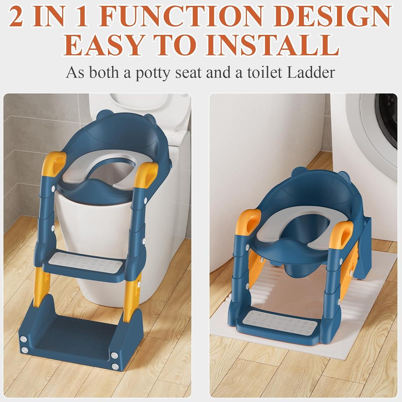 Asiento de Entrenamiento para Baño Niños 2-en-1 Azul Amarillo