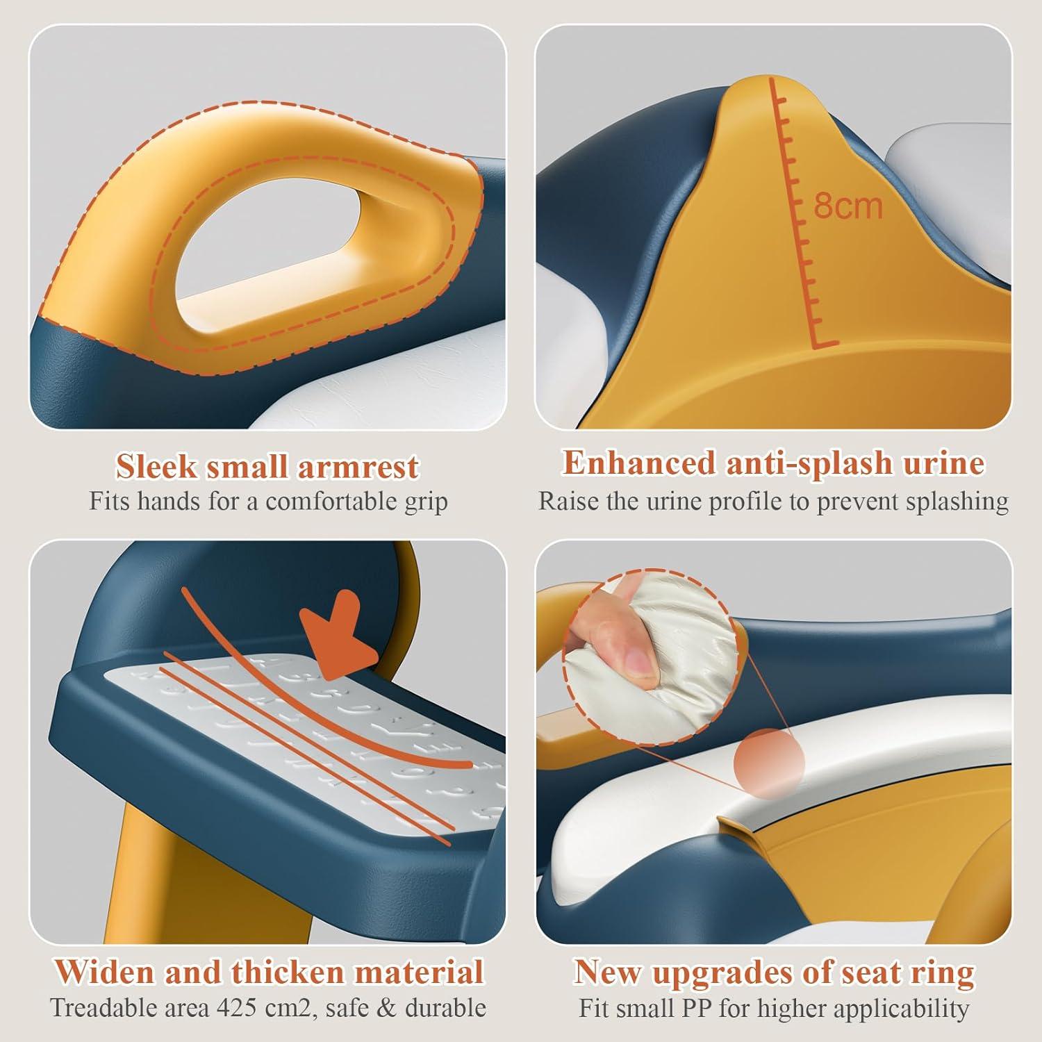 Asiento de Entrenamiento para Baño Niños 2-en-1 Azul Amarillo