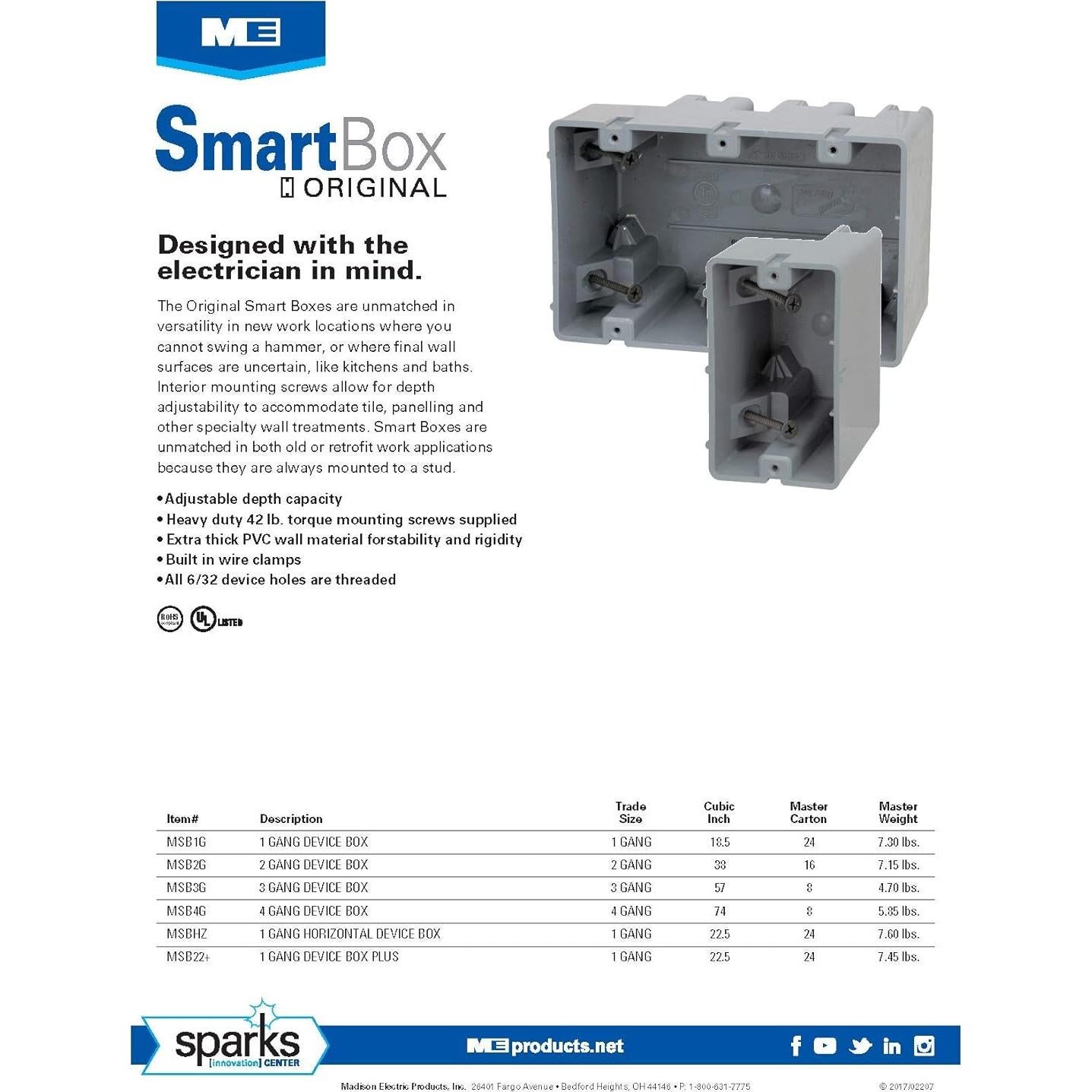 Caja Ajustable de Profundidad Southwire MSB1G4PK Gris 4 Unidades