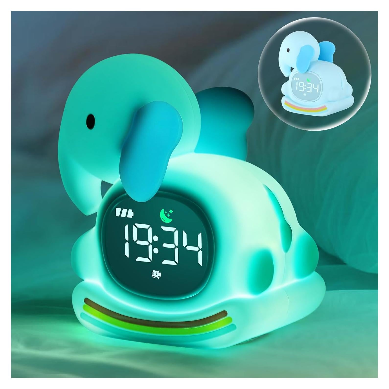 Reloj Despertador Elefante Ollycasa con Luz Nocturna RGB