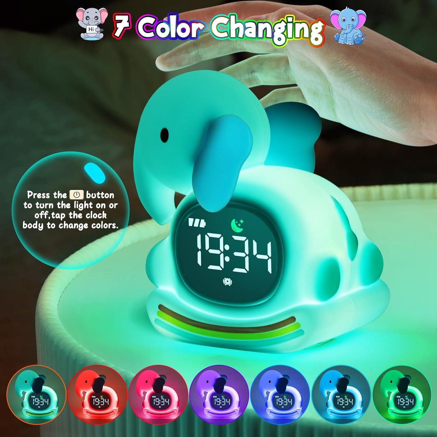 Reloj Despertador Elefante Ollycasa con Luz Nocturna RGB
