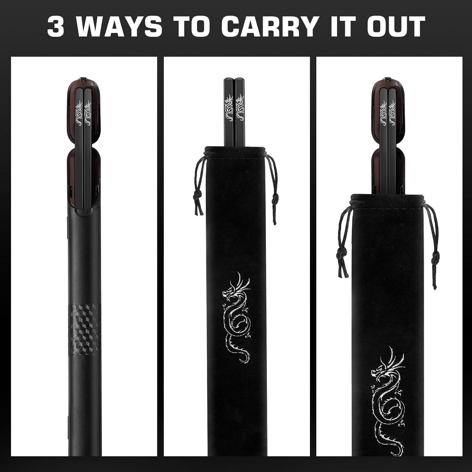 Palillos de Titanio Youda 1 Par con Estuche Negro 23 cm