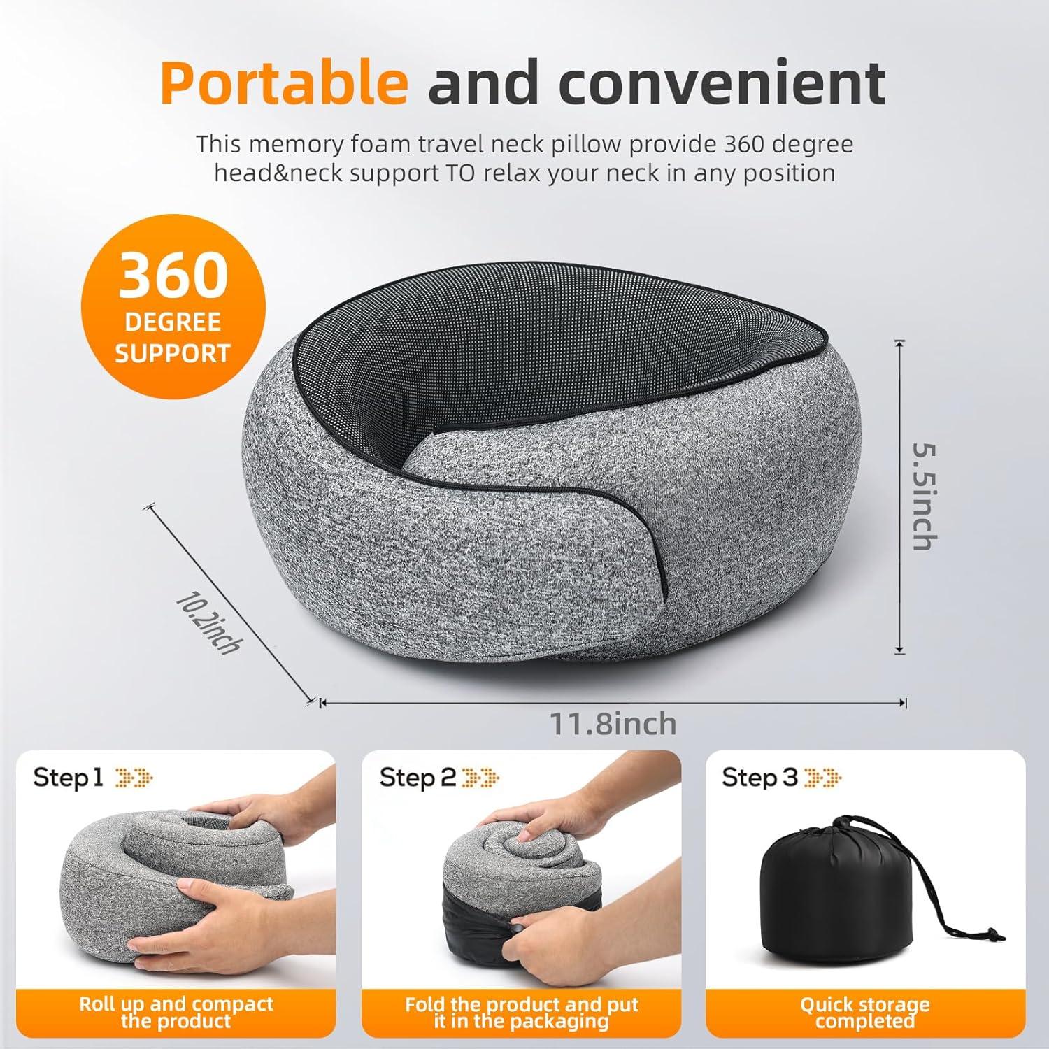 Almohada de viaje ThreeHome TH002 100% espuma viscoelástica