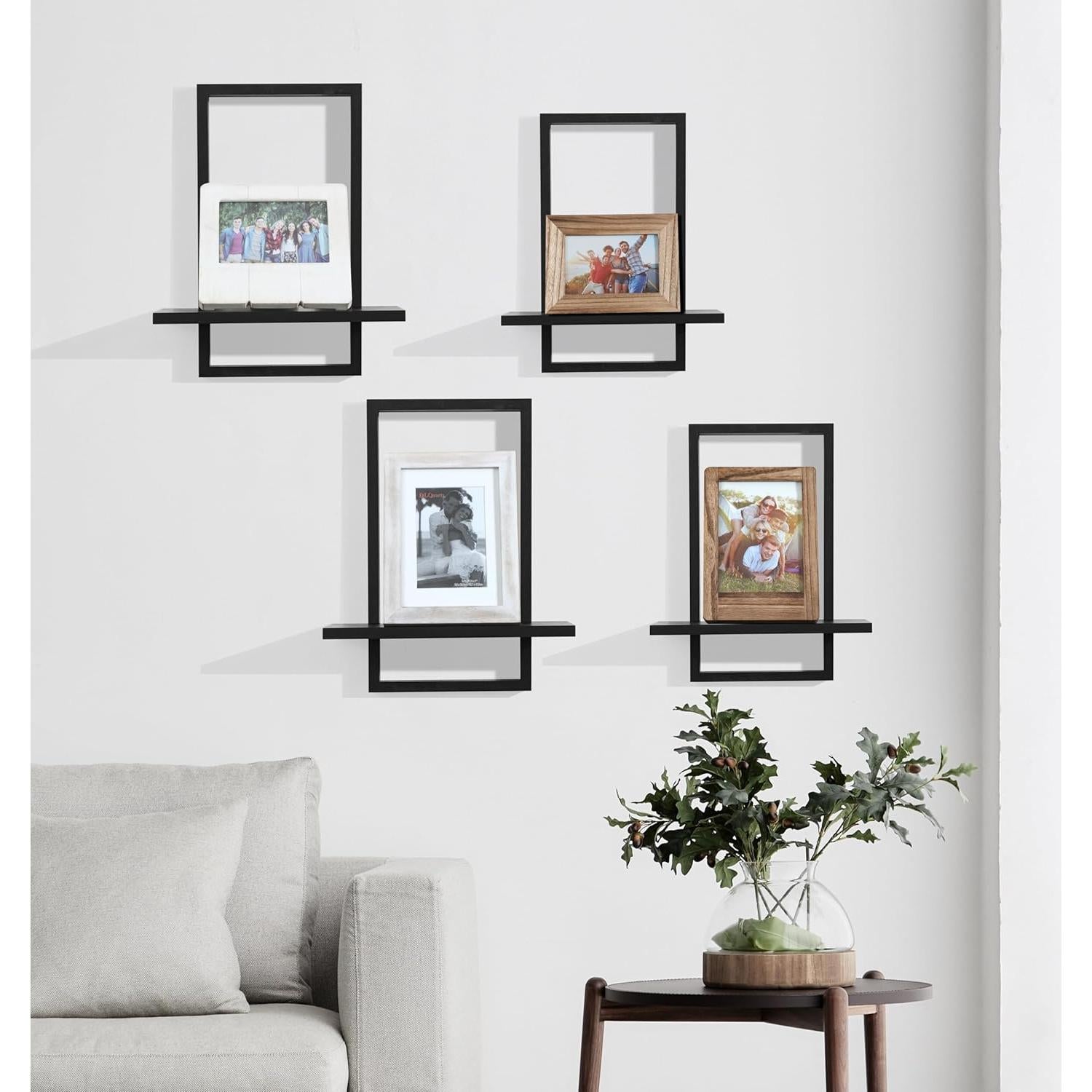 Estantes Flotantes PHOENANCEE enmarcados negros, 2 unidades