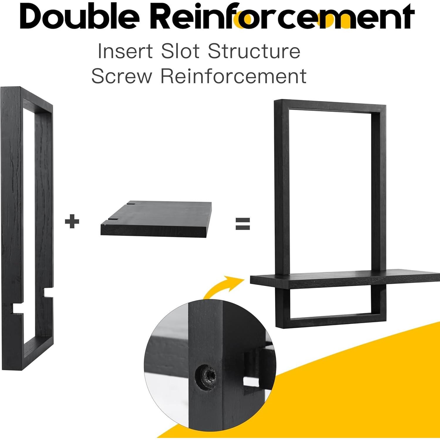 Estantes Flotantes PHOENANCEE enmarcados negros, 2 unidades