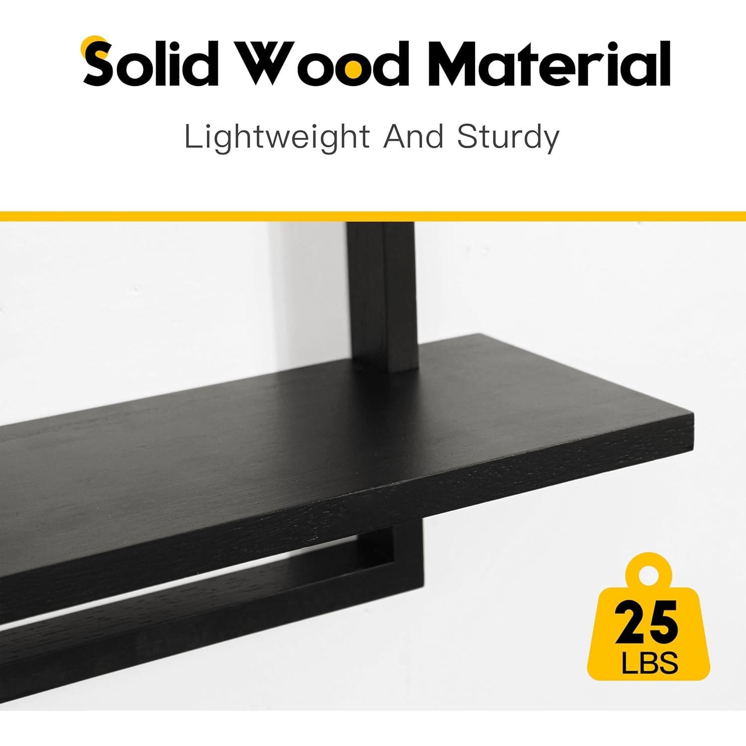 Estantes Flotantes PHOENANCEE enmarcados negros, 2 unidades