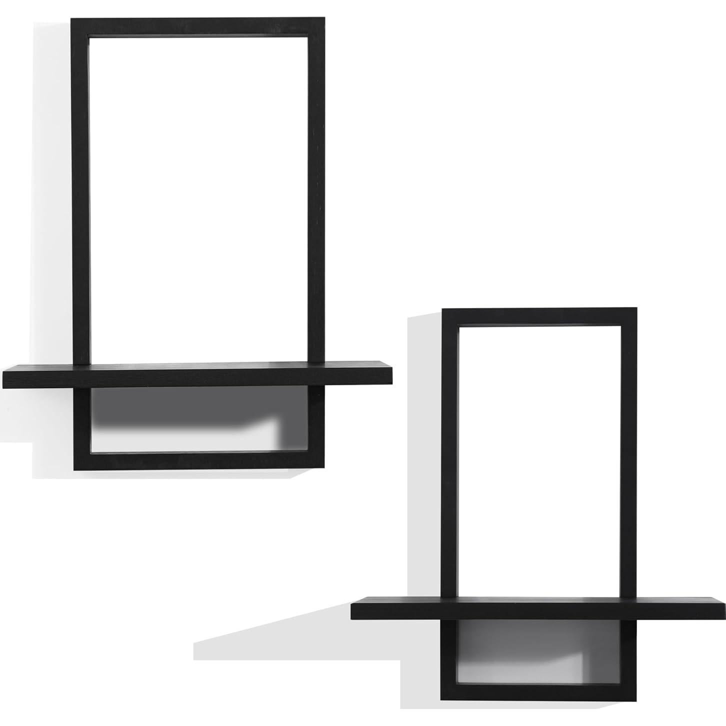 Estantes Flotantes PHOENANCEE enmarcados negros, 2 unidades